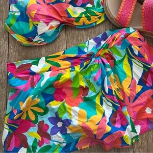 Bleu Rod Beattie Colorful Floral Bikini Swim skort bottom, Size 14